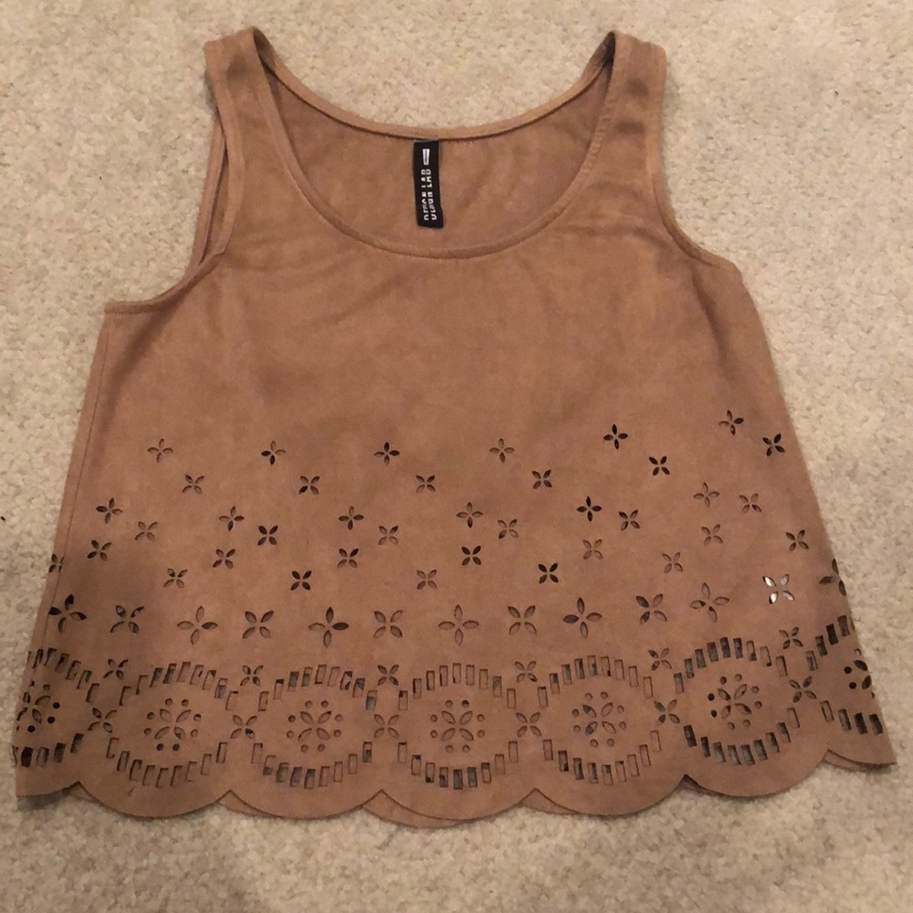 Design Lab Brown/Beige Cutout Tank